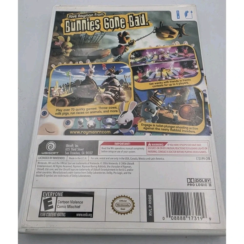 Rayman Raving Rabbids Nintendo Wii 2006 Complete With Manual Ubisoft 173199